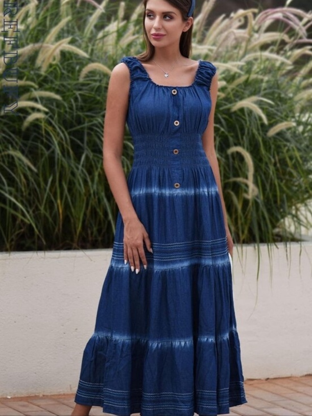 Anthropologie LAPIS Charcoal Gray Boho Tiered Smoked Maxi Dress XL Western